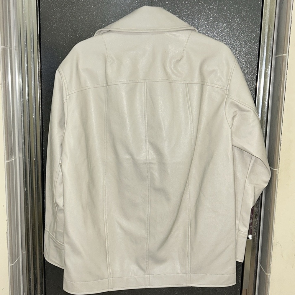 Anthropologie Maeve Faux Leather Cocoon Blazer - Picture 8 of 13